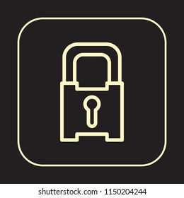 Lock Icon. Home Security concept. Editable stroke flat icons. Simple thin line art logo. Golden Web app button. Vector illustration. 