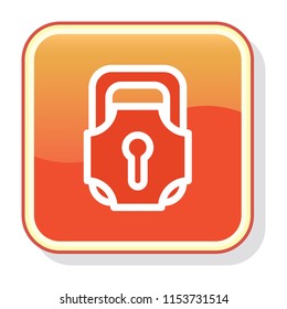 Lock Icon. House Security concept. Editable stroke flat icons. Simple thin line art logo. Web app button. Vector illustration. 