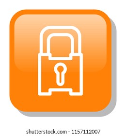 Lock Icon. House Security concept. Editable stroke flat icons. Colorful glossy gradient button with simple thin line. Vector illustration. 