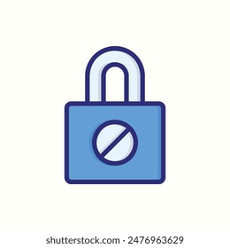 lock icon, isolated blue ui icon