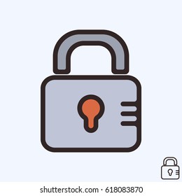 Lock icon isolated. Closed padlock line design. Vector illustration.