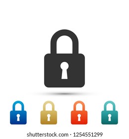 Lock icon isolated on white background. Set elements in colored icons. Flat design. Vector Illustration