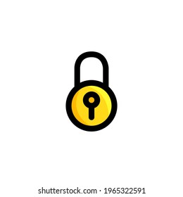 Lock Icon, isolated on white. User Interface Outline Icon.
