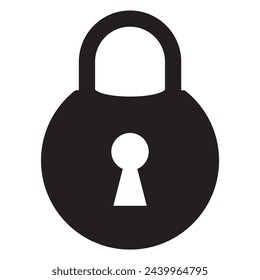 lock icon isolated on white background. Flat security symbol. Vector illustration.