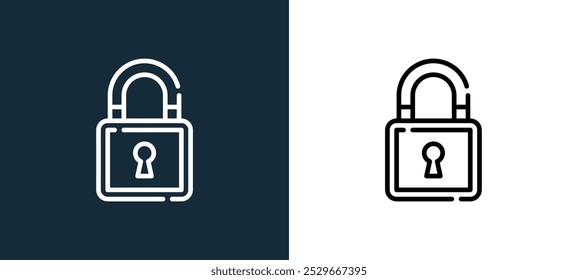 Icono de bloqueo aislado en colores blanco y negro Icono de Vector lineal de contorno de bloqueo de bloqueo y colección de llave para App móviles, Web y UI.