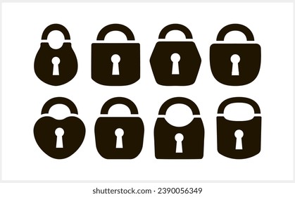 Lock icon isolated. Stencil clipart. Vector stock illustration. EPS 10