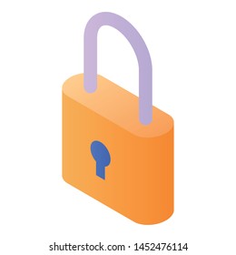 Lock icon. Isometric of lock vector icon for web design isolated on white background