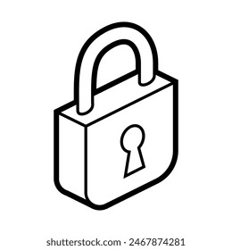 Icono de candado en isometría. Imagen para Sitio web, App, logotipo, diseño de interfaz de usuario.