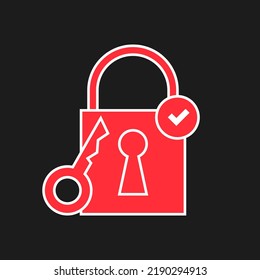 lock icon with key in red on dark background