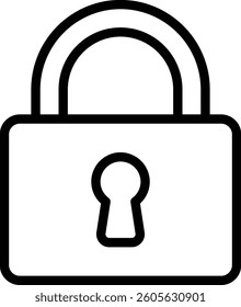 Lock Icon Line Art Vector Illustration. Lock Symbol Isolated on White Background.