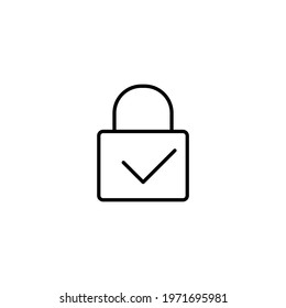 lock icon line with check mark sign  