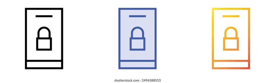 lock icon. Linear, Blue Fill and Gradient Style Design Isolated On White Background