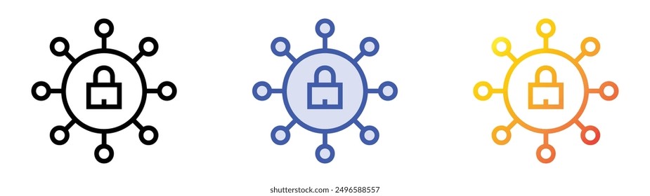 lock icon. Linear, Blue Fill and Gradient Style Design Isolated On White Background