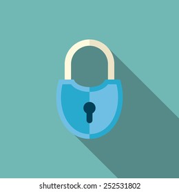 lock icon with long shadow. flat style vector illustration