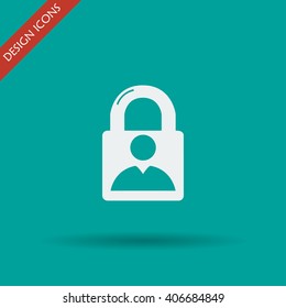 lock icon and man. Flat design style eps 10