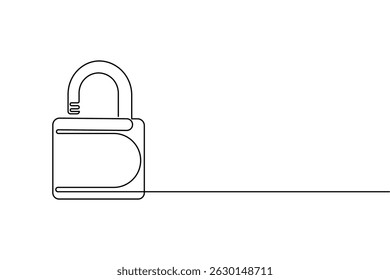 Lock icon minimalist style single line art isolated vector drawing