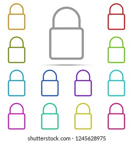 Lock icon in multi color. Simple outline vector of web, minimalistic set for UI and UX, website or mobile application