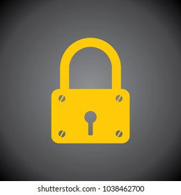 Lock icon on black background.