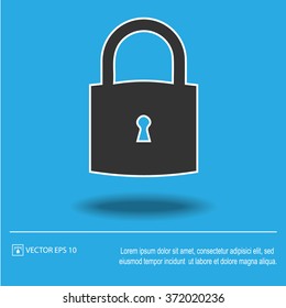 Lock icon on blue background. Lock symbol. Vector illustration EPS 10.