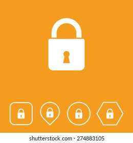 Lock Icon on Flat UI Colors with Different Shapes. Eps-10.