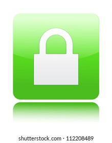 Lock icon on green glossy button