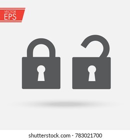 Lock Icon on grey background. Locked and unlocked password sign. Security symbol for your web site design, logo, app, UI. Vector illustration, EPS10.