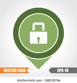 Lock Icon On Map Pointer. Eps.-10.