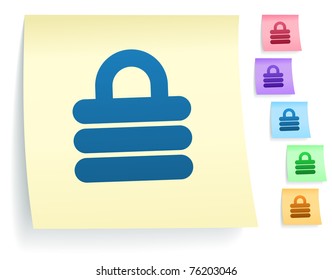 Lock Icon on Post It Note Paper Collection Original Illustration