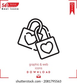 lock icon on white background. Vector premium design icons for Valentine's day icons, web site design, mobile app, logo, user interface. Editable stroke. Vector Illustration Eps10