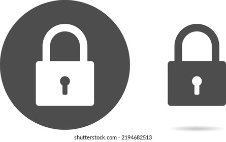 Lock icon on white background with shadow behind. Lock icon in flat design. Castle cartoon for your design. Vector.