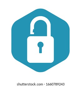 Lock icon. An open lock symbolizes access to protected files and places. Vector illustration isolated on white background for design and web.