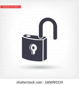lock icon. open the lock. Vector eps 10. castle in style. Flat design