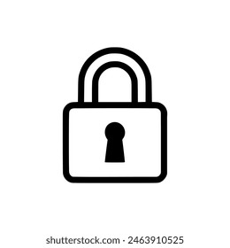Lock icon. Outline pad lock icon on white background. Vector illustration