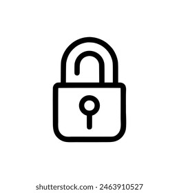 Lock icon. Outline pad lock icon on white background. Vector illustration