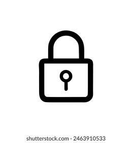 Lock icon. Outline pad lock icon on white background. Vector illustration