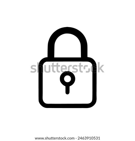 Lock icon. Outline pad lock icon on white background. Vector illustration