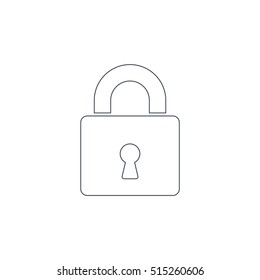 Lock icon outline vector. Padlock simple symbol isolated on white background.