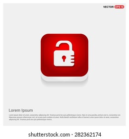 lock icon - padlock icon - abstract logo type icon - Red abstract 3d button with light board and shadow on gray background. Vector illustration