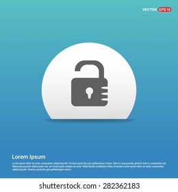 lock icon - padlock icon - abstract logo type icon - white sticker on blue background. Vector illustration