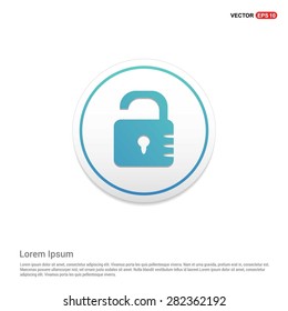 lock icon - padlock icon - abstract logo type icon - turquoise icon on white button background. Vector illustration