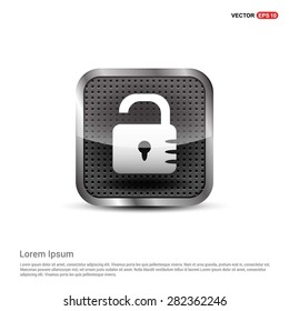 lock icon - padlock icon - abstract logo type icon - abstract steel metal button background. Vector illustration