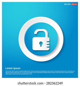 lock icon - padlock icon - abstract logo type icon - abstract Blue button on white sticker shadow background. Vector illustration