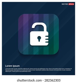 lock icon - padlock icon - abstract logo type icon - Purple, blue & green polygonal button abstract colorful shiney background. Vector illustration