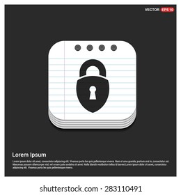 lock icon, padlock icon - abstract logo type icon - glossy notepad book icon button background. Vector illustration