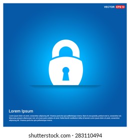 lock icon, padlock icon - abstract logo type icon - abstract glowing blue background. Vector illustration
