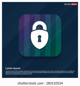 lock icon, padlock icon - abstract logo type icon - Purple, blue & green polygonal button abstract colorful shiney background. Vector illustration