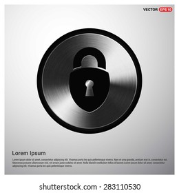 lock icon, padlock icon - abstract logo type icon - Realistic Silver metal button abstract background. Vector illustration
