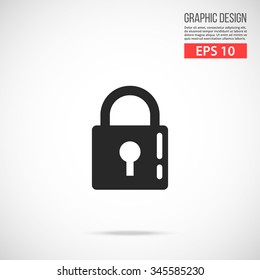 Lock icon. Padlock black pictogram. Modern flat design vector illustration, new high quality concept for web banners, web site, infographics. Vector icon graphic art isolated on gradient background