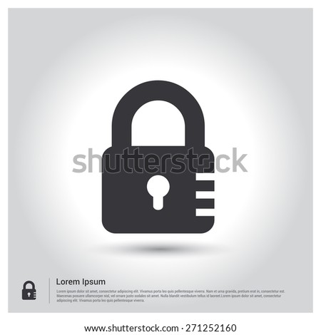 lock icon, padlock icon pictogram icon on gray background. Vector illustration for web site, mobile application. Simple flat metro design style. Outline Icon. Flat design style