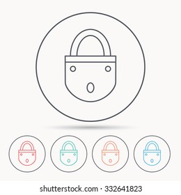 Lock icon. Padlock or protection sign. Password symbol. Linear circle icons.